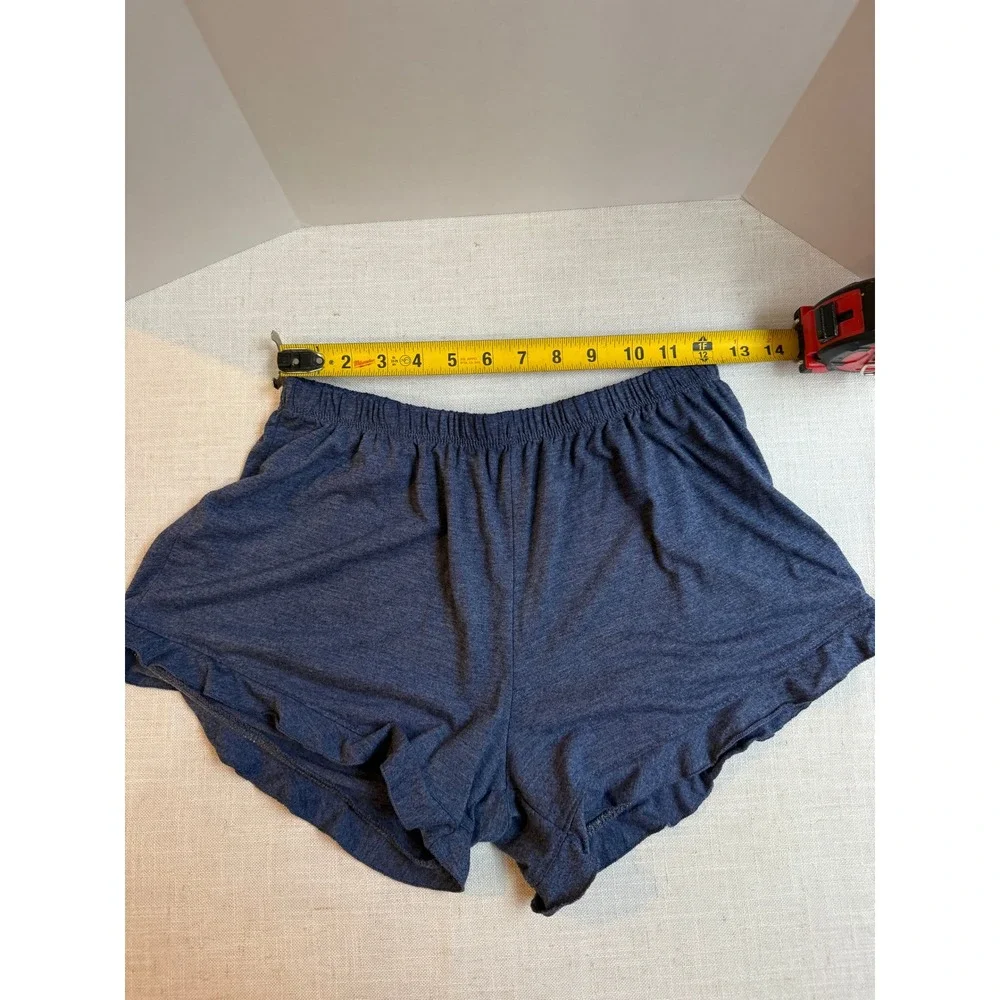 Beyond Soul Women's Blue Heathered Lounge Shorts Ruffle Trim Size S